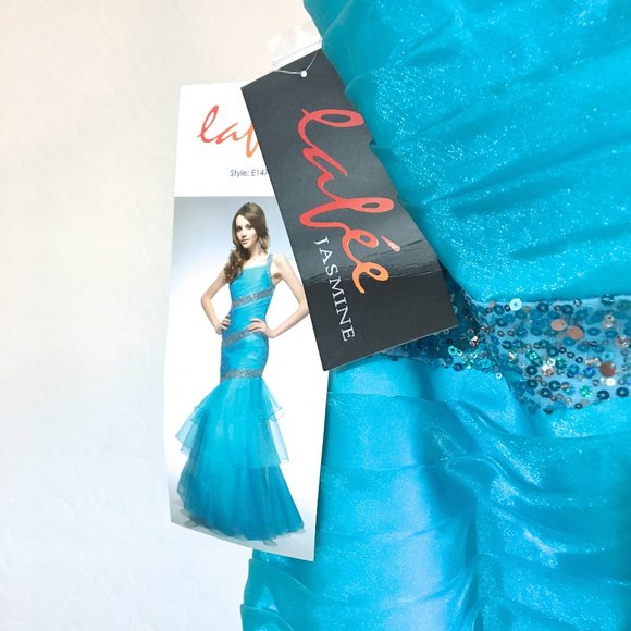 RARE Lafee Jasmine Pageant Prom Mermaid Party Dress Blue 12 NWT - Picture 2 of 12